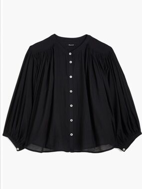 🖤 Madewell Shirred Voile Button-Up Top Black XXS 🖤